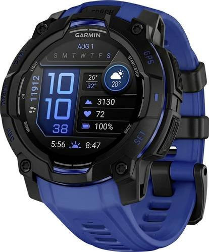 Garmin Smartwatch, Instinct 3 AMOLED, 45 mm, Schwarz, Blau, Kunststoff - Bild 1