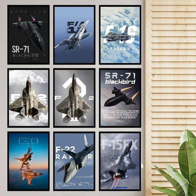 F16 Blackbird Fighter Jet DIY Wandaufkleber in Schwarz zur Dekoration von Wohnzimmer oder Bar - Bild 1