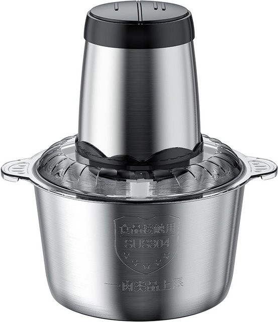 Aoresac Elektrischer Food Chopper und Fleischwolf in Silber mit 300W Leistung, 2 Geschwindigkeiten und 2 Sätzen Edelstahlklingen - Bild 1