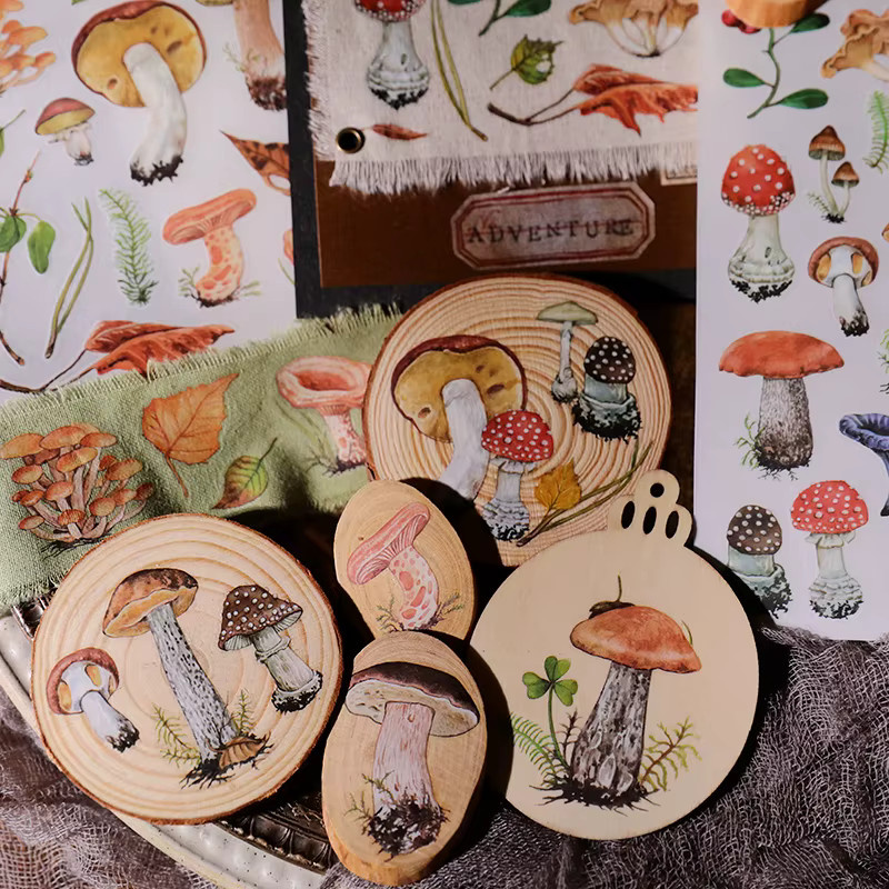 Vintage Pilz Rub On Aufkleber für Junk Journal und Scrapbooking in Multicolour - Bild 5