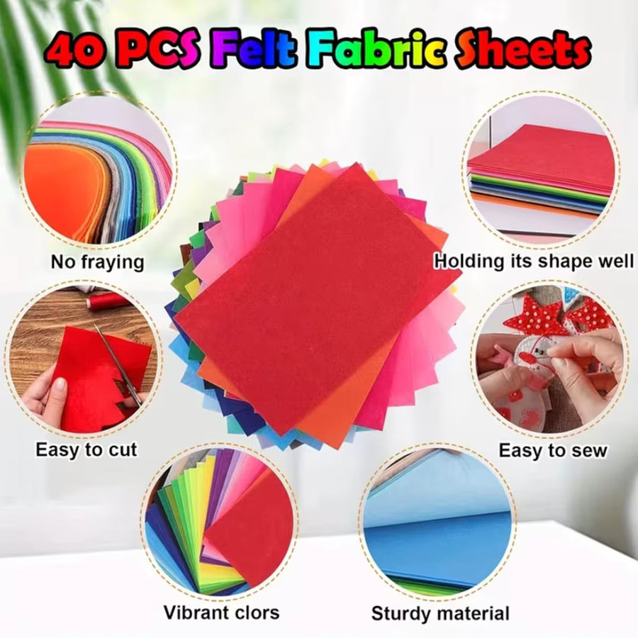 Bunter Filzstoff für DIY-Projekte und Patchwork, weiche Filzplatten in Mehrfarbig, Set für Bastelarbeiten und zum Nähen - Bild 3
