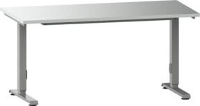 Lista Arbeitstisch höhenverstellbar aus Stahl in Silber und Weiß B/T/H: 203 x 75 x 73,8-123,8 cm - Bild 1