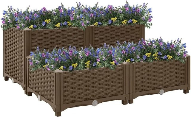Hochbeet furnicato aus Polypropylen in Braun, B/T/H: 80 x 80 x 38 cm - Bild 1