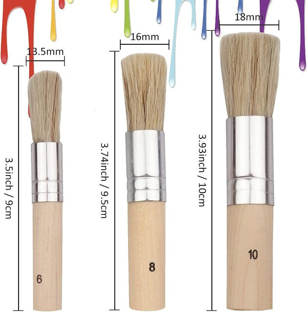 3 Stück Yiran Furniture Schablonenpinsel aus Holz mit Naturhaar für Acrylfarbe, Öl, Aquarell und Kunsthandwerk in Multicolour - Bild 1