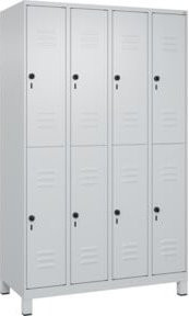 C+P Doppelstock-Spind Classic PLUS mit 4 Abteilen, Grau, Stahl, B/T/H: 120 x 50 x 195 cm - Bild 1