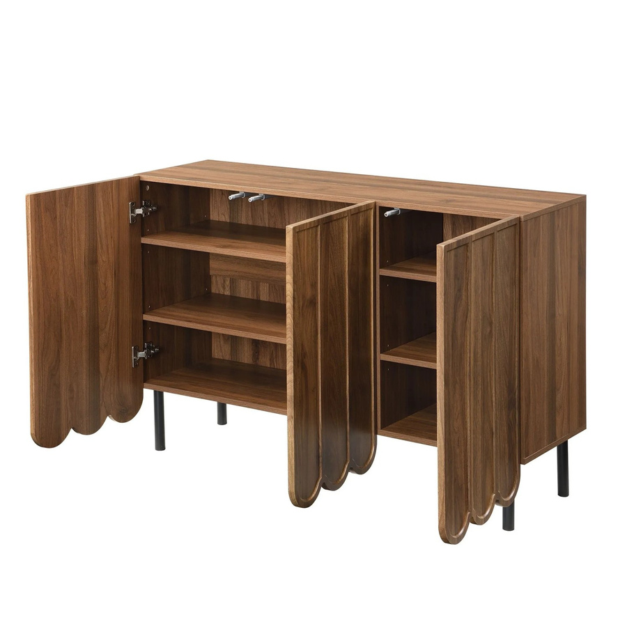 okwish Sideboard mit Wellentüren in Braun für Wohnzimmer, Flur oder Esszimmer, B/T/H: 120 x 35 x 80 cm - Bild 2