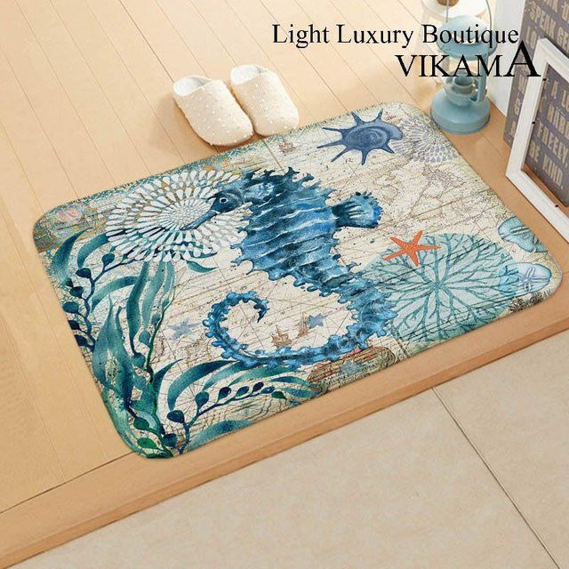 BC-Warm Home Marine-Serie Fußmatte aus Polyester, blau, rutschfest, B/T: 60 x 40 cm - Bild 1