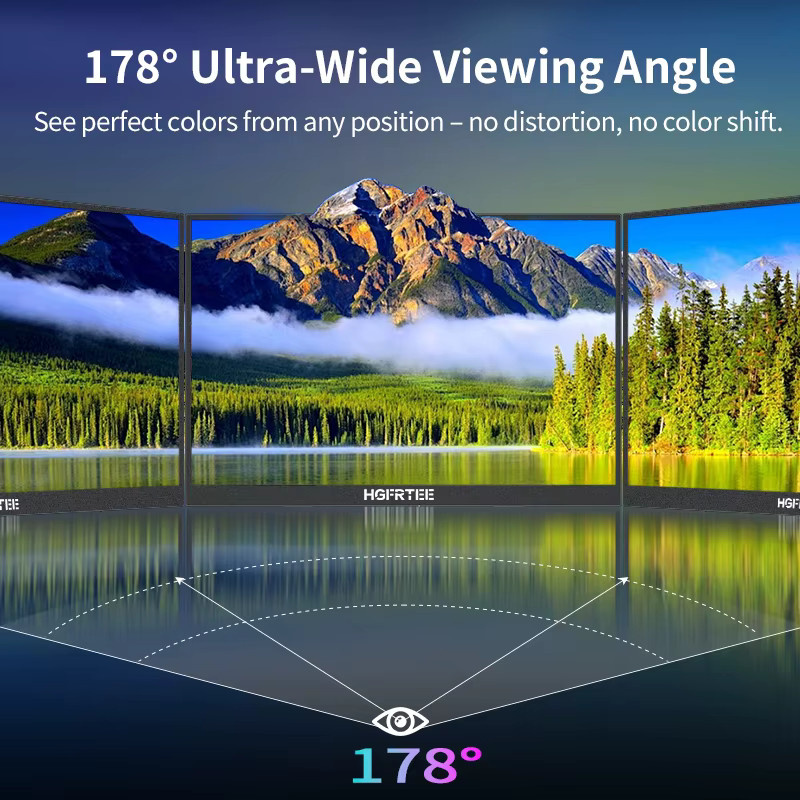 HGFRTEE Tragbarer 16 Zoll Monitor in Schwarz mit Full HD Auflösung, 100 % sRGB, 60 Hz und VESA-Halterung für Laptop, PC, Telefon und MAC - Bild 3