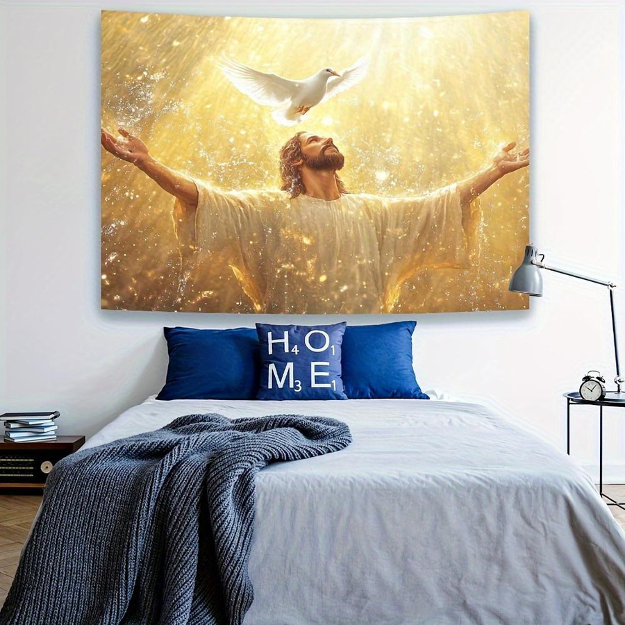 Religiöser Wandteppich mit Taube und Jesus von JMG Household Supplies, Wanddekoration für Wohnzimmer oder Schlafzimmer, Breite: 70 cm, Höhe: 100 cm - Bild 2
