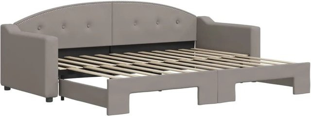 vidaXL Ausziehbares Tagesbett mit Schublade, Farbe Taupe, B/T/H: 80 x 200 cm - Bild 1