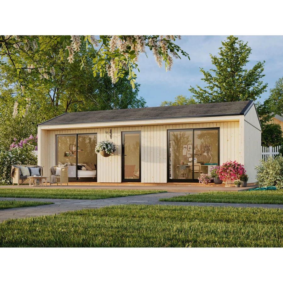 Palmako Gartenhaus Rebekka Satteldach aus Fichtenholz in Natur mit modernem Design, B/T/H: 901 x 448 x 250 cm - Bild 2