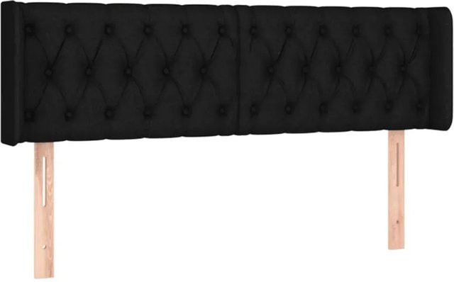 vidaXL LED Kopfteil Schwarz mit USB-Ladeport und integrierter Beleuchtung, Stoff, B: 147 cm, T: 16 cm, H: 78-88 cm - Bild 1