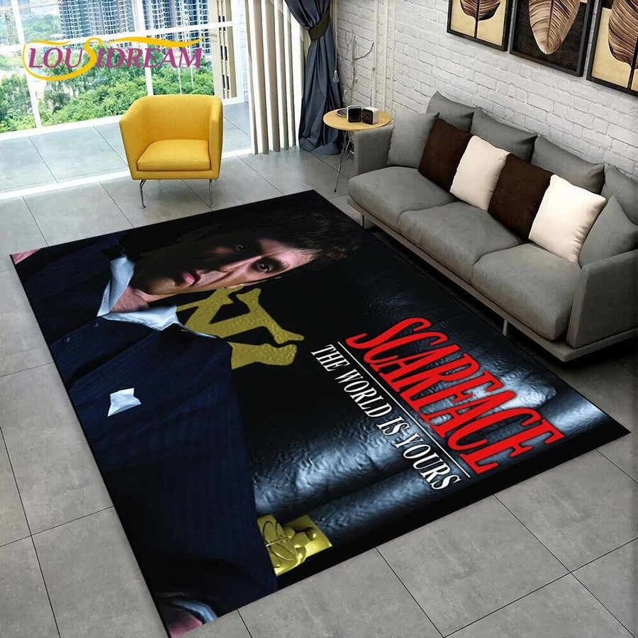 YangJOJO Scarface Tony 3D-Druck-Teppich, rechteckig, bunt, rutschfest und waschbar, B/T: 90 x 60 cm - Bild 1