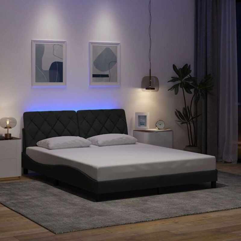 Modernes Polsterbett mit LED von vidaxl in Anthrazit Grau aus Stoff und Metall, B/T/H: 160 x 200 cm - Bild 1