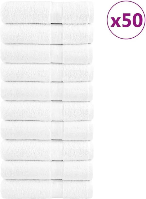 vidaXL SOLUND Handtuch-Set 50 Stück aus Baumwolle, Weiß, B/H: 50 x 100 cm, 600 g/m² - Bild 1