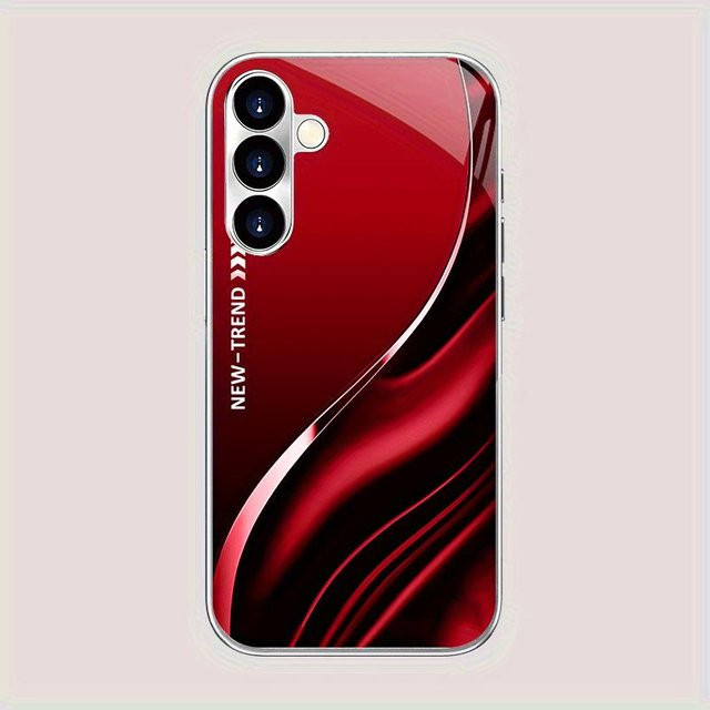 Sturzsichere Glas-Handyhülle mit rotem Muster für Samsung Galaxy S26 S25 S24 S23 S22 S20 FE Ultra Plus in Schwarz und Rot - Bild 1