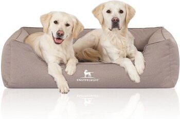 Knuffelwuff Orthopädisches Hundebett Leon aus Velours mit abnehmbarem Bezug, Beige/Grau, B: 105 cm, T: 75 cm, H: 30 cm - Bild 1