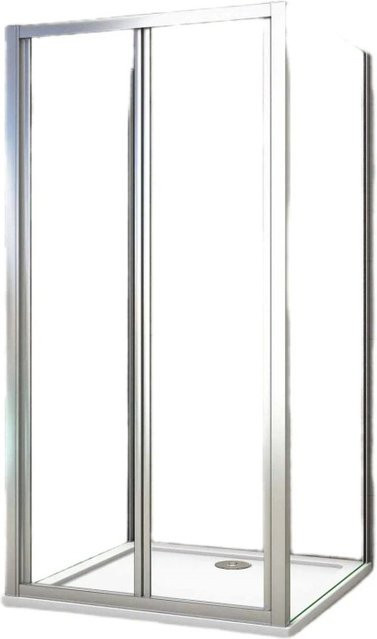 AICA U-Duschkabine in Chrom mit Falttür und 2 Seitwänden, ESG Sicherheitsglas transparent, B/T/H: 90 x 70 x 185 cm - Bild 1