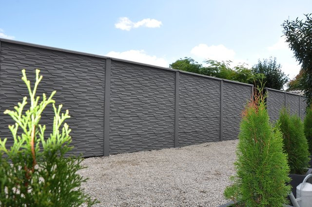 Betonzaun Modernstone grau doppelseitig B: 200 cm, H: 200 cm - Bild 1