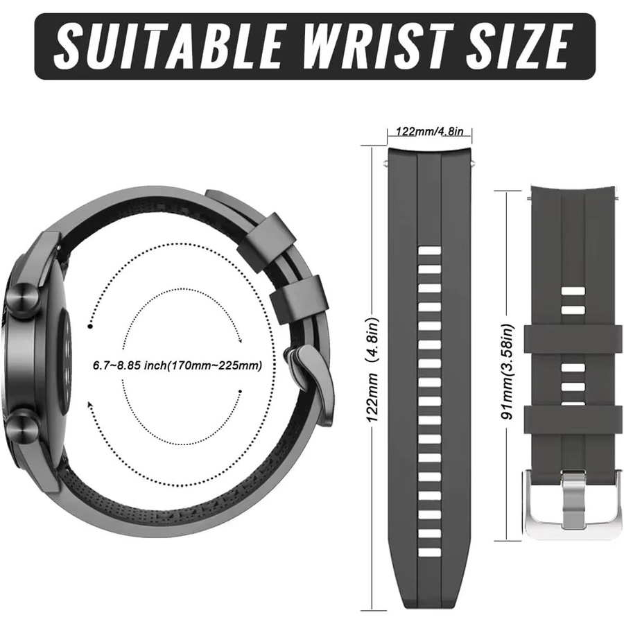 Zeblaze Uhrenarmband Silikon, 22 mm, Schwarz, Unisex - Bild 2
