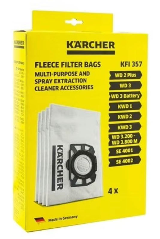 Kärcher Vliesfilterbeutel KFI 357 für Nass-/Trockensauger WD 2 Plus, WD 3, WD 3 Battery, KWD 1–3, SE 4001 und SE 4002, 4 Stück - Bild 4