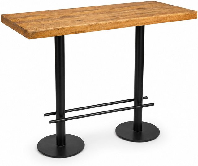Bartisch aus massivem Mango Holz und Metall in Braun und Schwarz von AMD Möbel im Industrial Design, B/T/H: 120 x 60 x 104 cm - Bild 1
