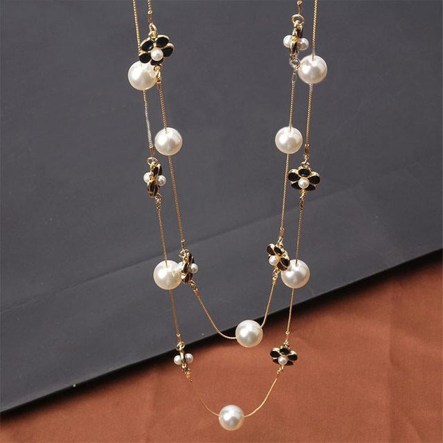 YIRAN jewelry 1 Halskette, mehrlagig, Perlen, Kamelienblumen, Damen - Bild 1