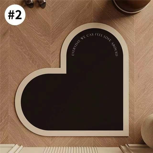 Herzförmige Bodenmatte von Yiran Furniture in Schwarz, rutschfest und schmutzabweisend, B/T: 50 x 50 cm - Bild 1