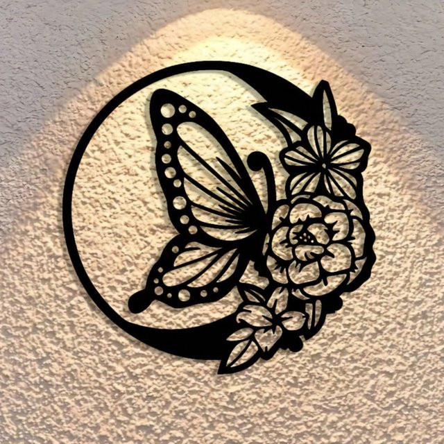 CIFBUY Vintage Metall-Schmetterling Wandkunst als dekorative Eisen-Insektenskulptur in Schwarz - Bild 1