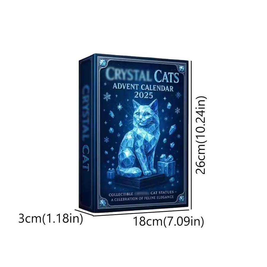 2D-Acryl-Countdown-Kalender mit süßer Katze für Weihnachten 2025, Kristall-Adventskalender mit Timer in Blau - Bild 5
