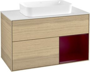 V&B Waschtischunterschrank Finion mit Wandbeleuchtung in Oak Veneer, Breite: 100 cm, Tiefe: 60,3 cm - Bild 1