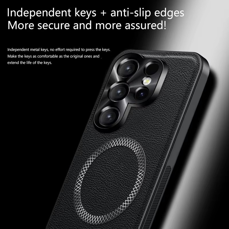 Luxuriöse PU-Lederhülle mit MagSafe-Magnetfunktion für Samsung Galaxy S26 Ultra S25 S24 S23 S22 S21 Plus FE A57 A56 A55 A54 A53 A52 in Schwarz oder Braun - Bild 5