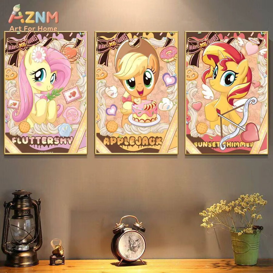 AZNM My Little Pony Charaktere Leinwandgemälde als Wandkunst für Kinder in Mehrfarbig - Bild 2