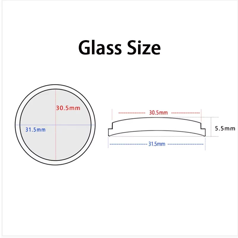 Uhrenglas Saphirglas, 31,5 mm, rot-blaue AR-Beschichtung, Herren - Bild 2