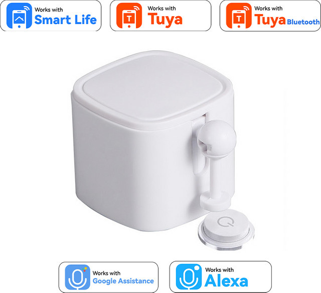HIMOJO Bluetooth Smart Finger-Roboter Schalter Knopfdrücker zur Tuya App-Steuerung in Weiß für Google und Alexa Sprachassistenten - Bild 1