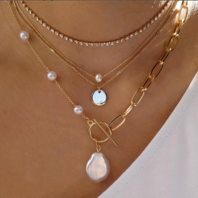 Halsketten Set, Gold, Kristall, Damen - Bild 1
