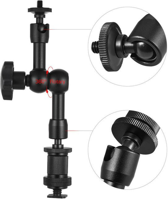 Andoer Magic Arm 7 Einstellbarer reibungsarmer Haltearm für DSLR-Kamera und LCD-Monitor in Schwarz - Bild 1
