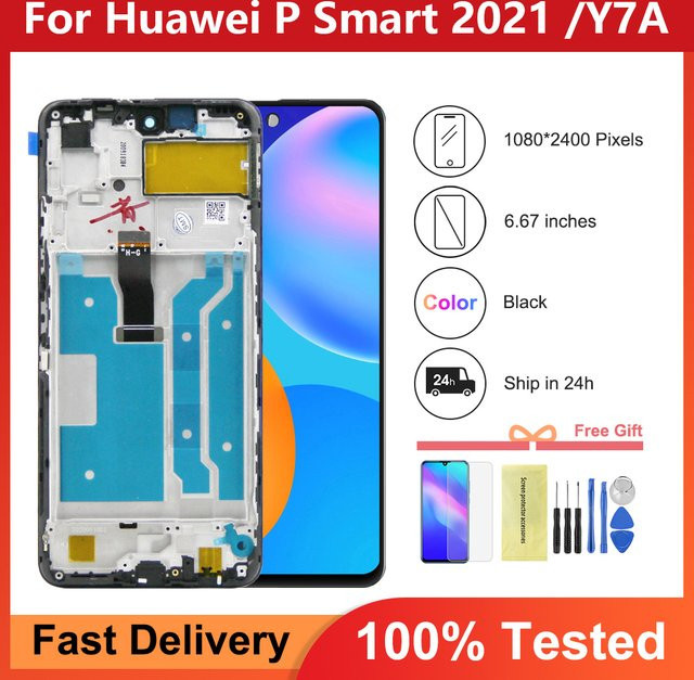 Huawei Ersatzdisplay mit 6,67 Zoll LCD-Touchscreen in Schwarz für P Smart 2021 und Honor X10 Lite Y7A (kompatibel mit PPA-LX1, LX2, LX3) - Bild 1