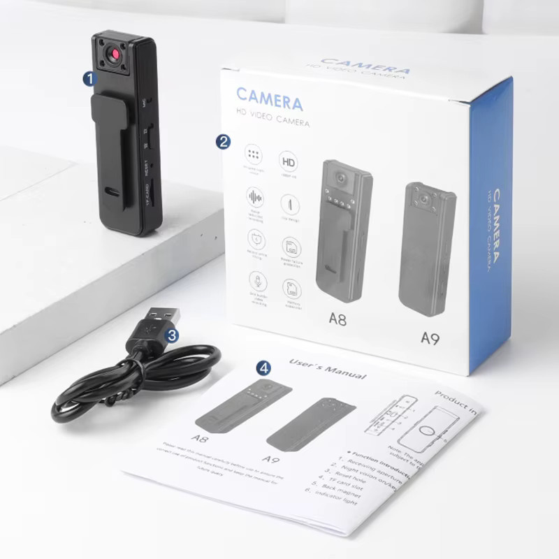 LZQLY Mini A9 Handkamera mit 1080P HD und Infrarot-Nachtsicht als Rückclip-Kamera in Schwarz - Bild 6