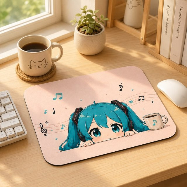 Hatsune Miku Mauspad von Bandai mit rutschfester Gummibasis und weicher Stoffoberfläche in Multicolour als Anime Schreibtischunterlage - Bild 1