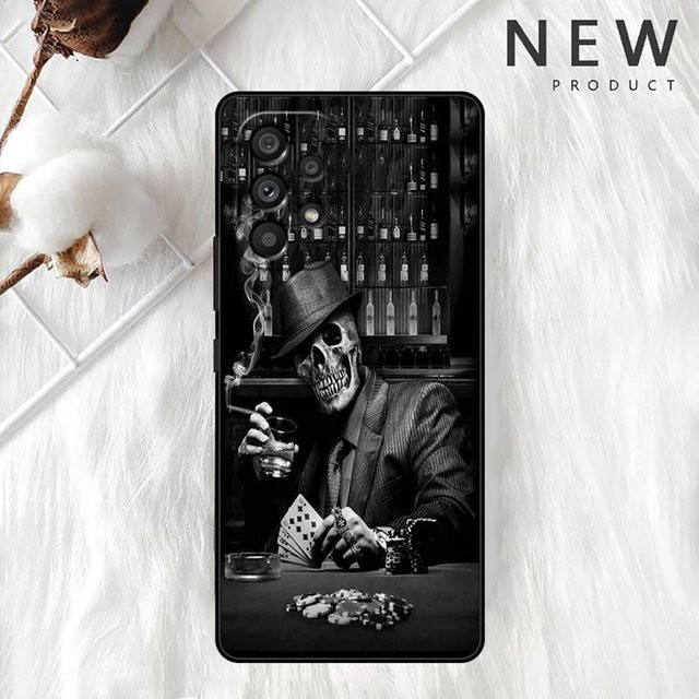 Handyhülle Sensenmann Totenkopf für Samsung Galaxy A54 A53 A34 A33 A23 A21s A14 5G A13 A12 4G 5G A71 in Schwarz - Bild 1