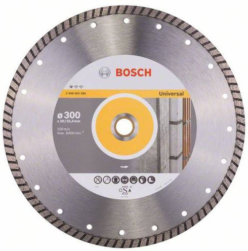 Bosch Diamanttrennscheibe Standard Universal Turbo für Beton, Farbe: Silber, Durchmesser: 300 mm, Bohrung: 20,00/25,40 mm, Dicke: 3 mm - Bild 1
