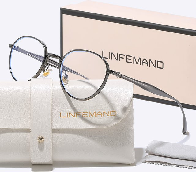 LINFEMAND Retro Rundspiegel mit Metallrahmen in Grau - Bild 1