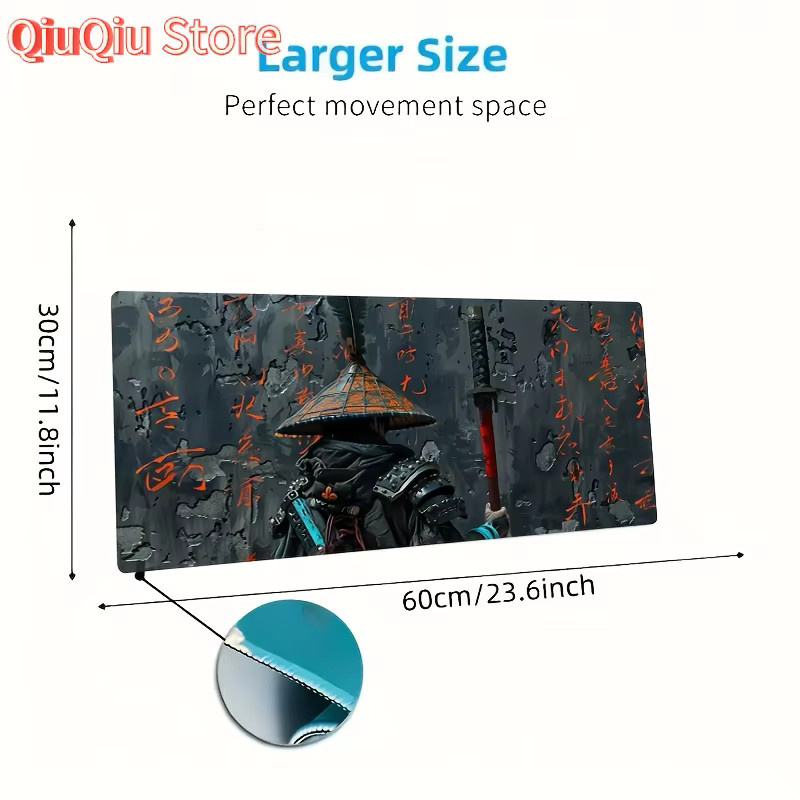 Potdemiel XXL Gaming Mauspad mit Samurai-Krieger-Design, rutschfest, B/B: 90 x 40 cm, Multicolour - Bild 3