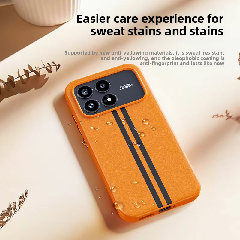 Xiaomi POCO F8 Pro Ultra Hülle mit Running Grit Rock Sand Design, Robuste PC Rückseite und Magnetische Kabellose Ladefunktion, Schwarz-Orange - Bild 2