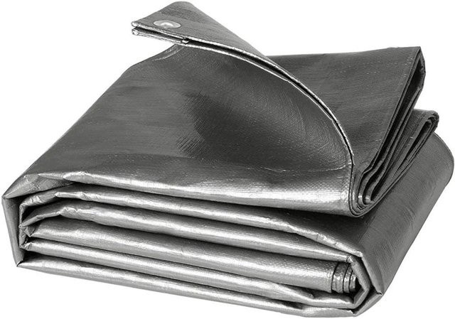 WOLTU Abdeckplane Wasserdicht Grau aus PE mit 180 g/m² und Ösen, B x T: 3 x 5 m - Bild 1