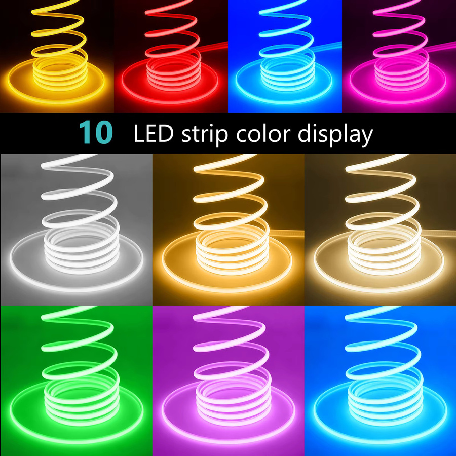 KISUFU COB LED Neonstreifen RGB Multicolour, wasserdichter flexibler LED-Streifen mit EIN/AUS-Schalter, 230V AC, weißes Silikongehäuse - Bild 3