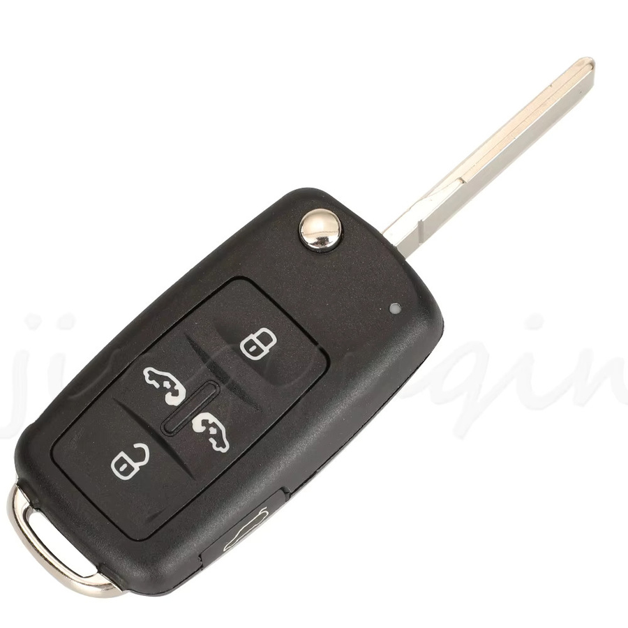 Jingyuqin Autofernbedienung mit 4 Tasten und ID48 Chip für Volkswagen Sharan Multivan Caravelle, Schwarz, 315/433MHz - Bild 4