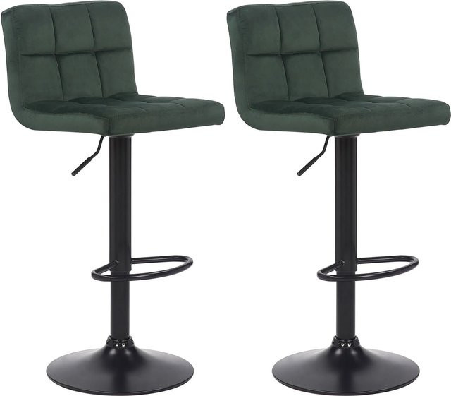 2er Set DELUKE Barhocker RIVAN aus Samt in Grün mit Lehne und modernem Design, B/T/H: 40 x 40 x 85 cm - Bild 1