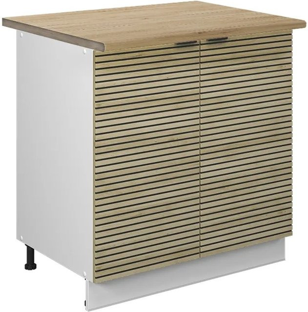 Vicco Spülenunterschrank Fame-Line Weiß Eiche mit Arbeitsplatte B: 80 cm, H: 82 cm, T: 60 cm - Bild 2